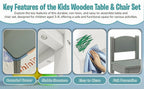 HYGRAD BUILT TO SURVIVE Kids Wooden Table and Chair Set - Stable and Sturdy Toddler Activity Table for Craft, Art - Perfect Children Gift for Livingroom, Daycare, Classroom, Playroom (White)