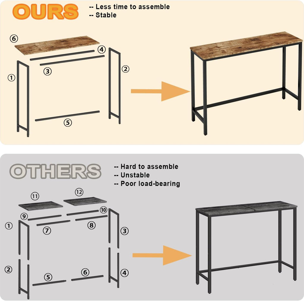 Timberer 39.4” Console Table Hallway Entrance Table Sofa Table Behind Couch | Accent Table for Living Room, Entryway, Easy Assembly, Rustic Brown