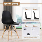 GOFLAME DSW Dining Chairs Set of 4, Shell Plastic Chairs with Wooden Legs, Modern Style Armless Chairs for Living Room Kitchen Bedroom, Kitchen Side Chairs for Dining Room, Living Room, Black