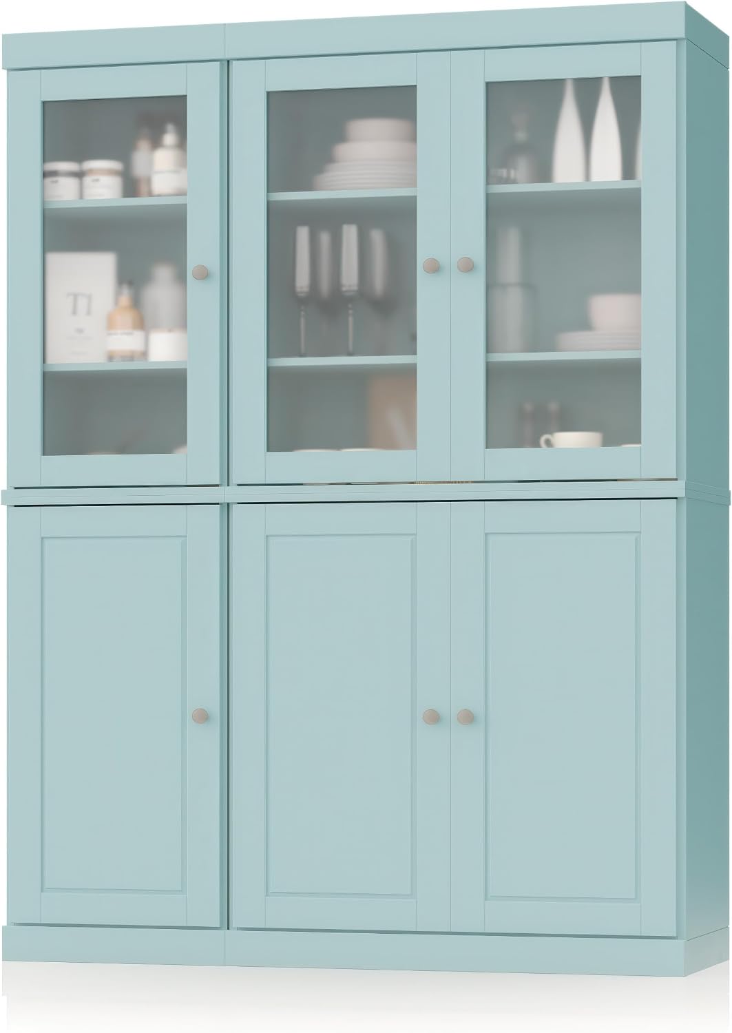 Palace Imports 100% Solid Wood 48.5"" Pantry China Cabinet with Raised Panel, Frosted Glass Doors, 2-Drawers and Adjustable Shelves