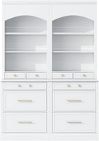 Mirightone 83.7Inch Tall Kitchen Pantry Cabinet, Corner Cabinet with 5 Storage Drawers and Adjustable Shelf, Freestanding Kitchen Pantry with Faux Marble Top, Set of 2, White