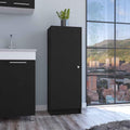 Kitchen Pantry 47" H, One Door Cabinet, Four Interior Shelves, Black