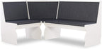 HomeStock Old World Opulence Charcoal Breakfast Nook 66.5x50.47x35.51 in - Cozy Corner Booth Dining Table Set with Bench, Table, Charcoal Fabric Upholstered Seats, 156.93 lbs