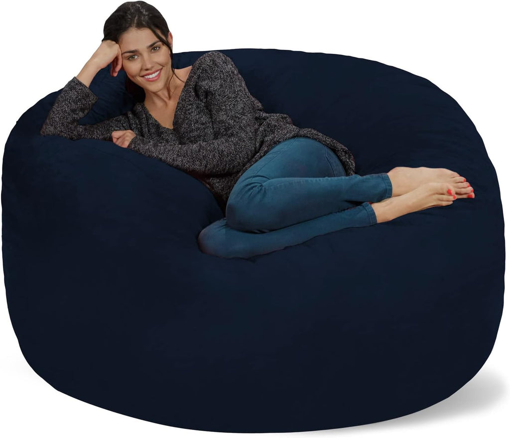 Chill Sack Bean Bag Chair: Giant 5' Memory Foam Furniture Bean Bag - Big Sofa with Soft Micro Fiber Cover - Midnight Blue