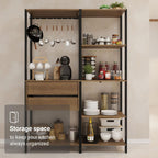 Madesa Kitchen Pantry Storage Rack with 2 Drawers, 7 Shelves and Hanging Space 51" L Multiuse Modular Cabinet for Kitchen Organization - Black/Brown