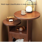 Round End Table with Cat Nest Nightstand Side Table with Storage Bedside Tables Accent Tables for Living Room Long-Lasting(Natural)