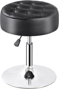 Nova Microdermabrasion Vanity Chair Stool Modern Tufted Round Ottoman Stool Swivel Makeup Chair for Bathroom Bedroom Living Room (Black)
