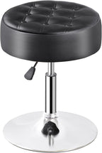 Nova Microdermabrasion Vanity Chair Stool Modern Tufted Round Ottoman Stool Swivel Makeup Chair for Bathroom Bedroom Living Room (Black)