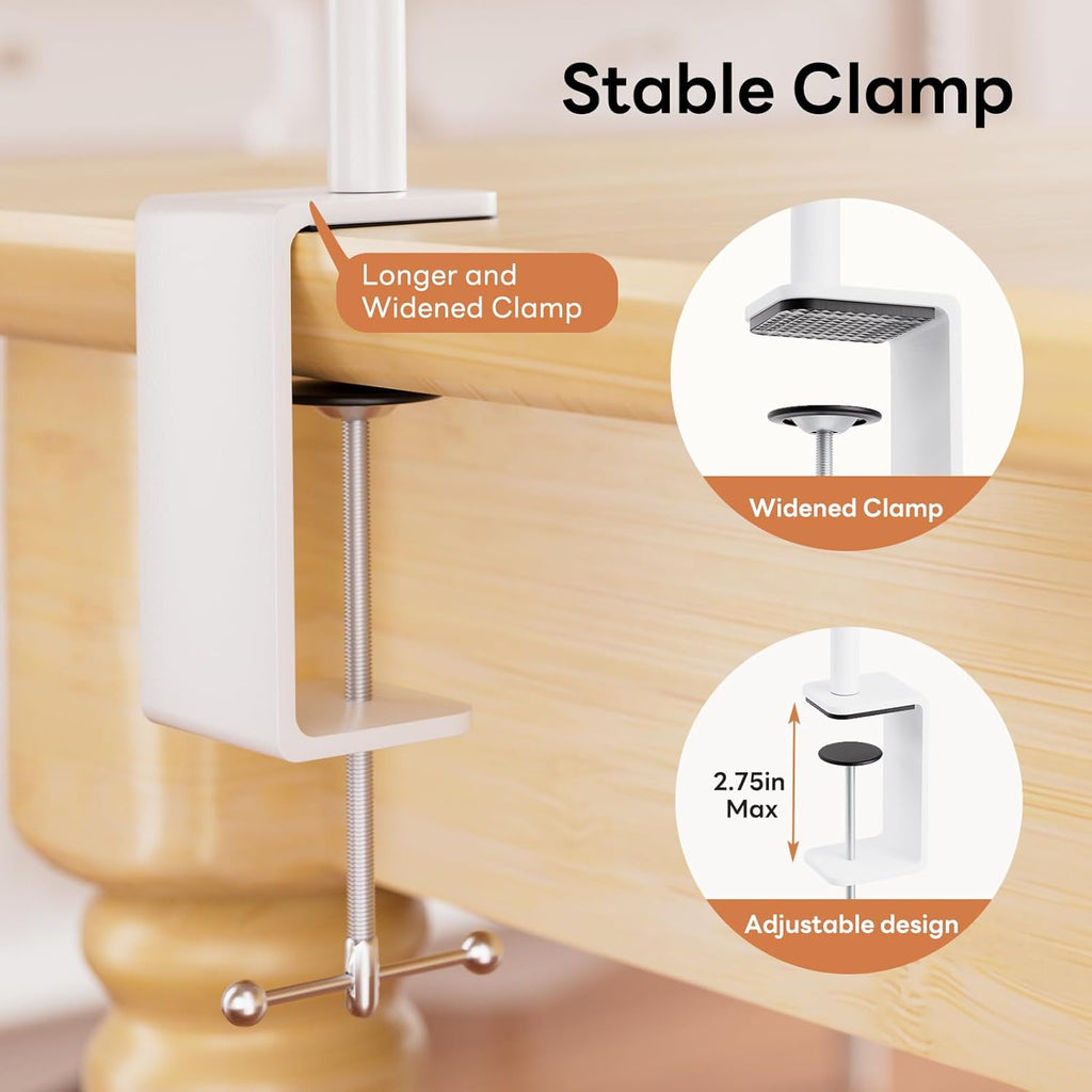 Over The Table Rod Stand with Clamps, Adjustable 32''-79'' Tall 32"-131" Length, White Table Arch Stand Metal Balloon Frame Hanging Rod for Weddings Birthdays Party Garden Arbors Decoration