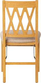 East West Furniture - PNC-OAK-03, A Solid Wood Plano Folding Dining Room Chairs with PU Leather Seat, 3-X Back Design, No Assembly Required, Set of 2, Oak Wood Finish