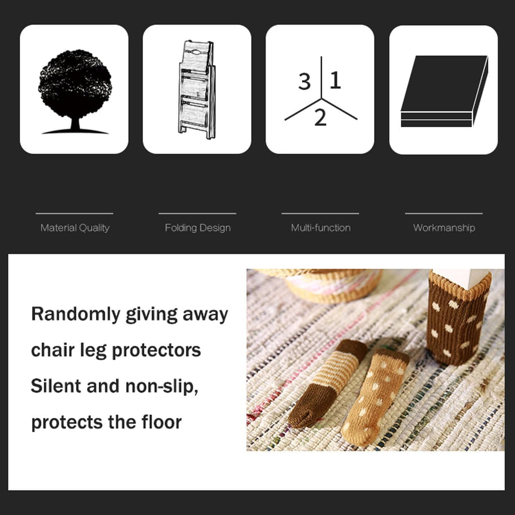 3 Step Stool Wooden Folding Ladder Chair Thickened Library Stair Chair Portable Light Garden Tool Ladder Maximum Load 337bl
