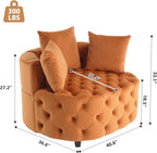 mikibama Round Barrel Accent Chair, Oversized Upholstered Sofa, Velvet High-Resilience Sponge Sofa Chair for Living Room, Bedroom, Apartment