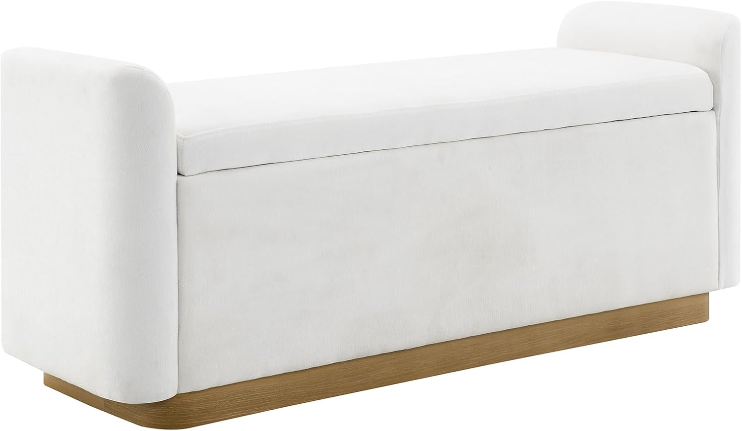 KEIKI 49" Storage Ottoman Bench with Safety Hinge, Ottoman with Storage, End of Bed Bench for Bedroom, Living Room, Entryway, Holds up to 350 lb, Beige