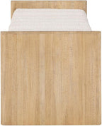 MAKLAINE Set of 2 Contemporary Natural Wood Bench with Cream Fabric Cushions