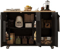Narrow Kitchen Island with Drop Leaf Countertop with Storage and Dining Table, Island Kitchen with Wheels Towel Rack， for Kitchen, Dining Room, Black