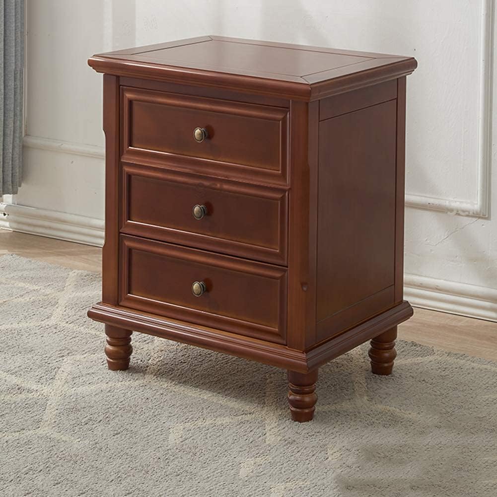 Nightstand Modern Solid Wood Bedside Storage Cabinet with 3 Layers of Drawers And 4 Wooden Feet Bedroom Bedside Table Needed