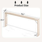 TIQLAB Sofa Table, 79 inch (1.2'' Thick Tabletop) Long Console Table Behind Couch, Narrow Entryway Table with Angled Metal Frame, Industrial Console Table for Entryway, Light Walnut