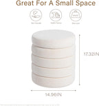 Get Set Style Modern Round Ottoman with Soft Padded Seat, Storage Vanity Chairs for Makeup, Upholstered Footrest Stool Ottoman Foot Stool for Living Room, Bedroom