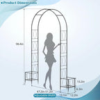 8.2 Ft Garden Arch Trellis for Climbing Plants Outdoor, Wedding Arch Frame for Ceremony Garden Arbors and Arches with 2 Planter Boxes, Metal Arch Backdrop Stand for Party Halloween Archway, Black