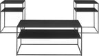 Crosley Furniture Braxton 3-Piece Living Room Table Set with Coffee and Side Tables, Matte Black