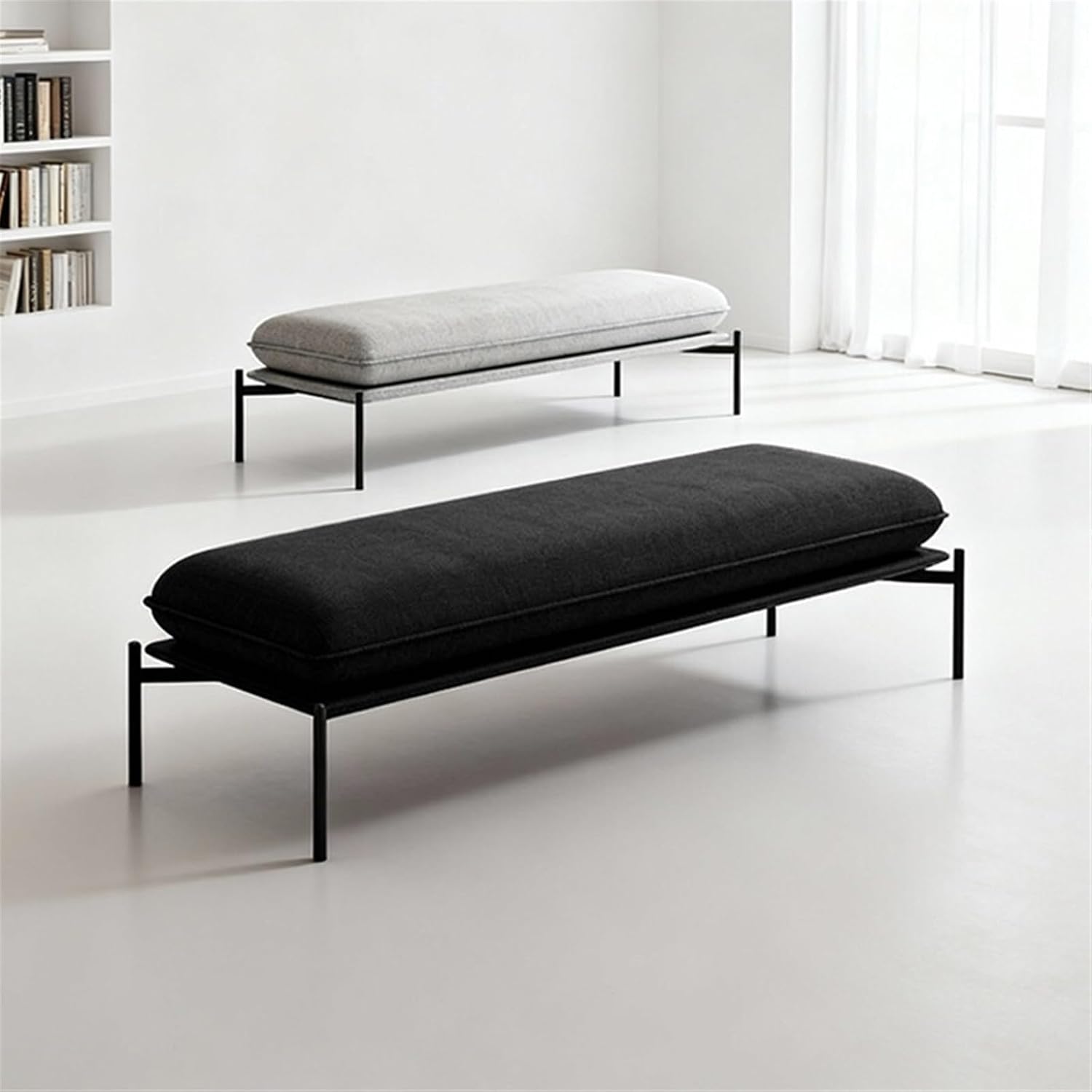 Modern Stainless Steel Bed end Bench Bedroom Rest Clothing Store Entryway(Medium)