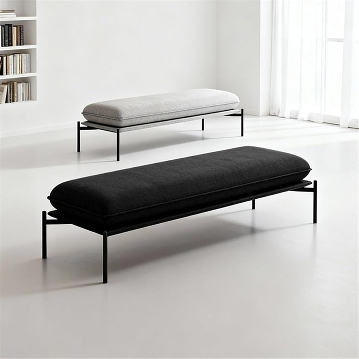 Modern Stainless Steel Bed end Stool Bedroom Resting Clothing Store Fabric Shoe Changing Entryway(Medium)