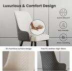 POVISON Dining Chairs Set of 6, Faux Leather Upholstered Bar Chairs with Metal Legs, Modern High-Back Side Chairs for Living Room, Pub, Coffee, Home, Kitchen (Grey)