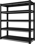 Garage Shelving Heavy Duty，Large Loads Adjustable Garage Storage Shelves, Metal Storage Racks and Shelving Units, Utility Rack Shelves,47.2”W x 18”D x 78”H, Black