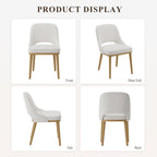 Modern Upholstered Dining Chairs Set of 6, Open Back with Solid Wood Legs, Ergonomic Curved Back Fabric Kitchen Chairs for Dining Room & Kitchen, Living Room Side Chairs, Farmhouse, Beige