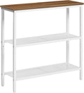 HOOBRO 29.5" Narrow Console Table, 3 Tier Entryway Table with Shelves, Thin Sofa Table, Behind Couch Table, Display Side Table, for Hallway, Entrance, Living Room, Walnut and White WH73XG01