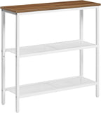 HOOBRO 29.5" Narrow Console Table, 3 Tier Entryway Table with Shelves, Thin Sofa Table, Behind Couch Table, Display Side Table, for Hallway, Entrance, Living Room, Walnut and White WH73XG01