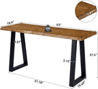 63” Solid Wood Bar Table, Commercial Grade Counter Height Table with Metal Legs, Heavy Duty Long Pub Table for Restaurant, Bar, Café & Hospitality Use, Rustic Brown Black