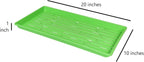 SUNPACK 10" x 20" Heavy Duty Shallow Plastic Seed Starting Tray, Green, 1" - Lined with Drainage Holes for Excess Water and Aeration, Ideal for Greenhouses or Indoor Gardening