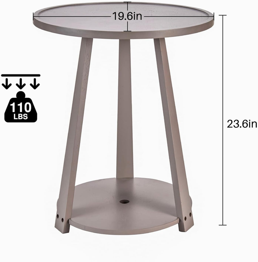 Solid Wood Round Side Table - Small Round Grey End Table, Wooden Modern Bedside Tables Living Room Nightstand with Shelf for Couch Sofa Armchair Bedroom, Gray, 19.6 in x 19.6 in x 23.6 in