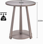 Solid Wood Round Side Table - Small Round Grey End Table, Wooden Modern Bedside Tables Living Room Nightstand with Shelf for Couch Sofa Armchair Bedroom, Gray, 19.6 in x 19.6 in x 23.6 in