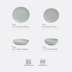 Gibson Elite Zion Mist 16 Piece Stoneware Reactive Glaze (Service for 4) Ceramic Plates and Bowls Modern Organic Dinnerware Set - Blue