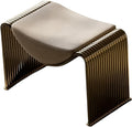 Midcentury Faux Leather Entryway Bench - Convertible Storage Stool for Bedroom, Makeup Vanity & Living Room | Upholstered Dining Accent Seat, Indoor Bed Footboard Stool (Gold)