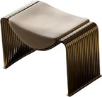 Midcentury Faux Leather Entryway Bench - Convertible Storage Stool for Bedroom, Makeup Vanity & Living Room | Upholstered Dining Accent Seat, Indoor Bed Footboard Stool (Gold)