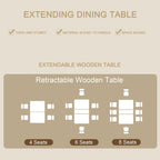 HomVent 5 Piece Extendable Dining Table Set for 4 with Chairs, 63"-78.7" 4 Person Dining Room Table Sets for 4-10 People, Wood Rectangle Farmhouse Expandable Kitchen Table Chairs Set of 4, Dinner Set