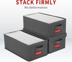 NUSWOR DVD Storage Box - DVD Storage Solutions 4Pack- Grey | Stackable DVD Case Holder Organizer - Holds up to 100 DVDs - 15.75 x 8.1 x 6.1 inches
