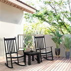 Outsunny Outdoor Rocking Chair High Density Wooden Rockers Black | Patio Rocking Chair, Smooth Curves, for Lawn Garden Porch, Supports Up to 350lbs