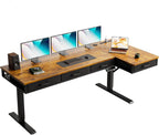 OffiGo 63 Inch L Shaped Electric Standing Desk with 4 Drawers, Rustic Brown | Reversible Corner Table, Office Desk With 4 Drawers and Outlets For Home Office, Computer Workstation And Sit Stand Use