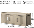 EasyUp Outdoor Shoes Storage Bench, Waterproof Resin Shoe Cabinet, Shoe Bench Entryway,2-Tier Hallway Shoes Rack with Adjustable Shelves for Entryway, Living Room, Bedroom(Grey,3 Door)