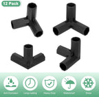 4 Pcs 11mm Greenhouse Frame Building Connectors, 3 Way Right Angle Pipe Fitting for Grape Trellis/Sunscreen Shed/Gardening Plant Stakes, Greenhouse Accessories [Black]