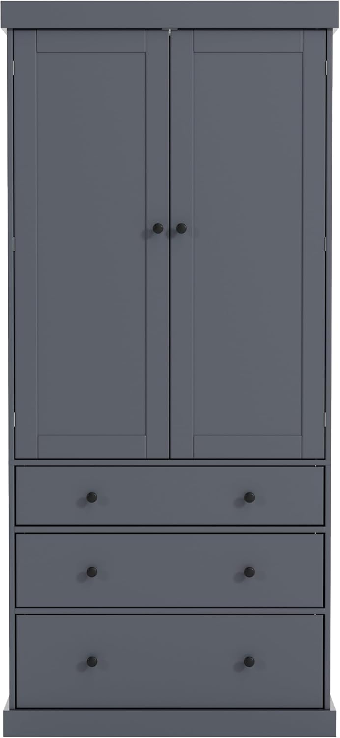 RuiSiSi Farmhouse Kitchen Pantry, 77inch Freestanding Tall Cupboard Storage Cabinet with 3 Adjustable Shelves, 8 Door Shelves, 3 Drawers for Kitchen Dining Room Living Room, Gray