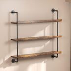 3-Tier Wall Mounted Wine Rack with LED | Liquor Bottles Floating Shelves Display Storage Organizer for Home Bar Dining Room Kitchen ,31.5"W x 47.2"H