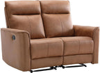CANMOV Manual Loveseat Recliner Sofa, Wall-Hugger 2 Seat Reclining Love Seat Couches, Leathaire Reclining Sofa Set, Double Seater Recliner Chair for Living Room, Office, Apartment, Brown