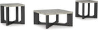 GTU Furniture Contemporary MDF Square 3-Piece Coffee Table Set, Cocktail Table with 2 Matching End Tables, Two-Tone Gray Finish for Living Room