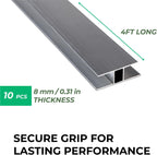 Aluminum H Connectors - Fits 4mm, 6mm, 8mm, or 10mm Twin-Wall Greenhouse Panels, Join 2 Pieces of Panels Together, 4-Foot Length, 10 Pieces (8mm Aluminum H Connectors)