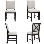 chairus Farmhouse Dining Chairs Set of 4, Upholstered Armless Dining Room Chairs with Stuffed Back and Cushion Wooden Kitchen Chairs for Dining Table/Restaurant/Reception, Linen Grey/Black Leg
